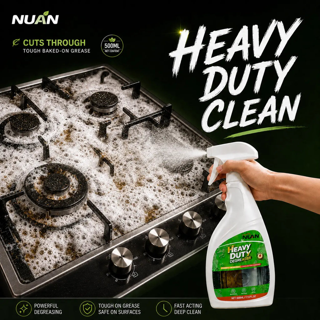 NUAN Heavy-Duty Degreaser Spray Bottle , Kitchen Grease Remover for Range Hood Filters, Stovetops, Backsplash & Stainless Steel Surfaces-M2