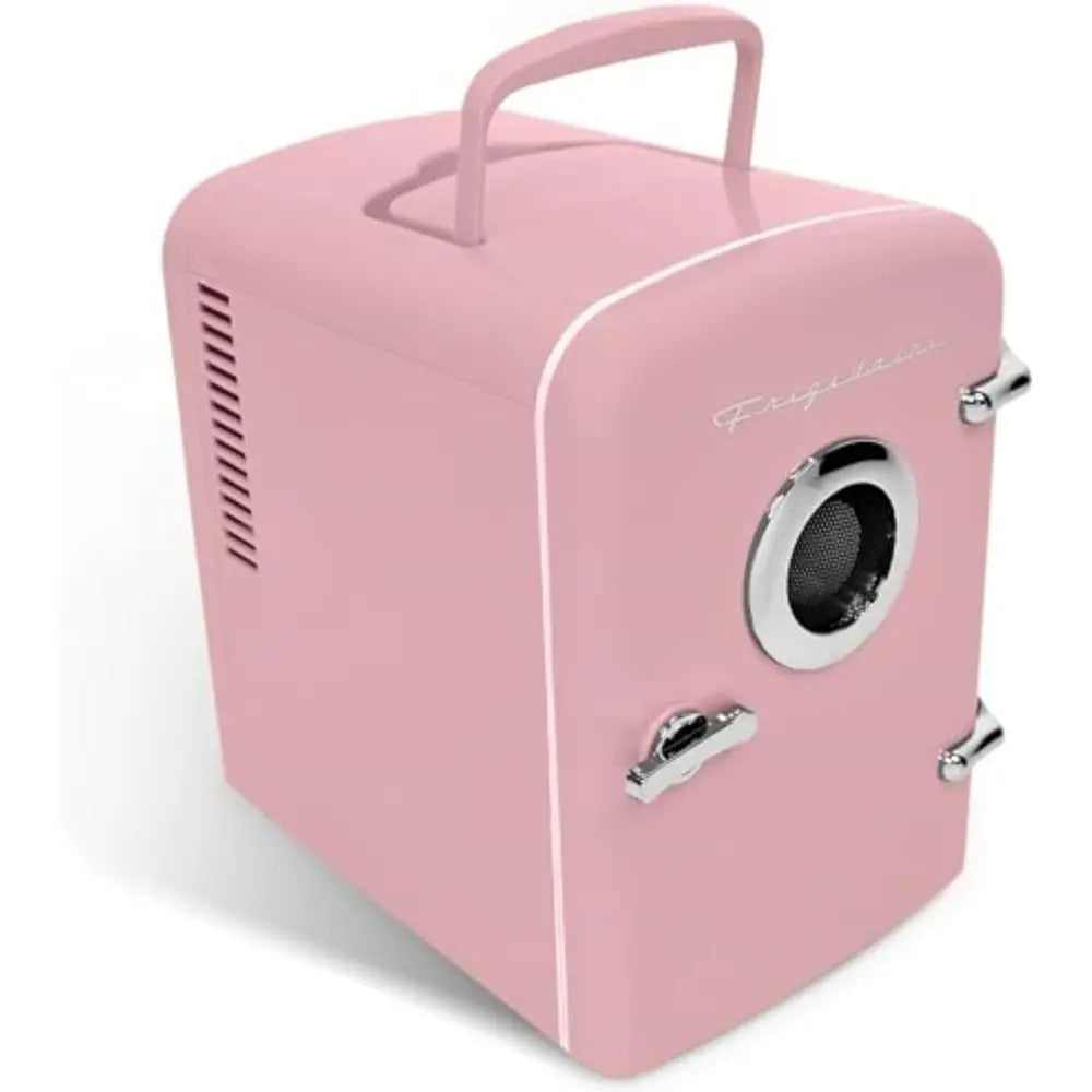 Mini Portable Compact Personal Home Office Fridge Cooler, BUILT in SPEAKER, 4L Capacity, Chills Six 12 Oz Cans, 100% Freon-Free & Eco Friendly
