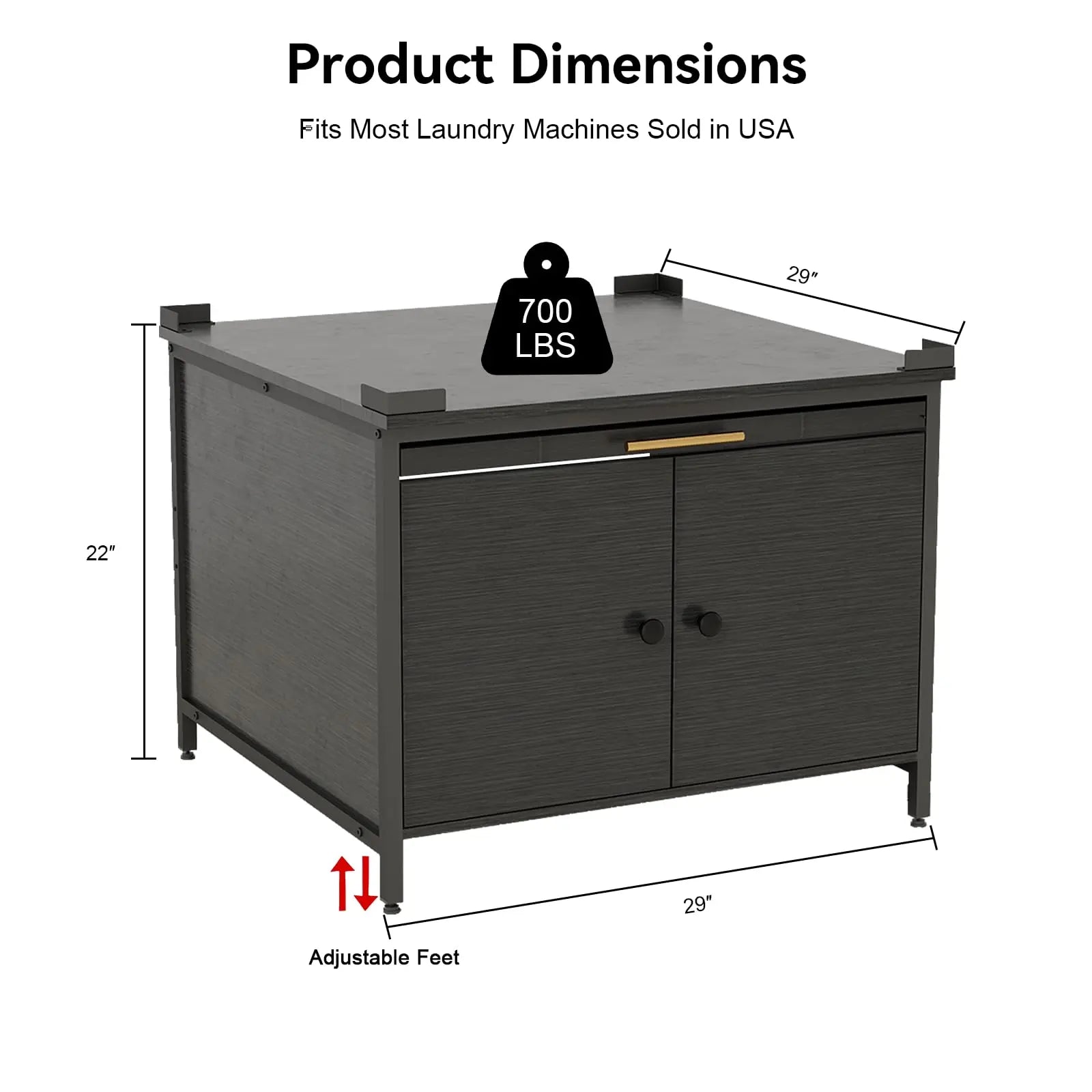 Laundry Pedestal for Washer and Dryer, Heavy Duty 29" Universal Washing Machine Stand with Adjustable Feet and 4 Panel Corner, 700LBS Capacity, Fit Anti-Vibration Design HO8043