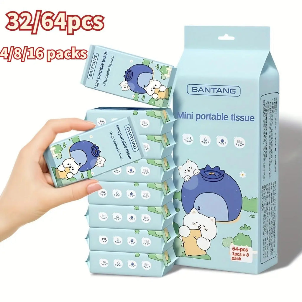 8 Packs 64 Sheets Cute Animal Mini Portable Wet Wipes, Durable Fast-Dry Cleaning Cloths, Ideal for Travel, Outdoor Picnic, Kitchen, Bathroom, Home Clean-Up