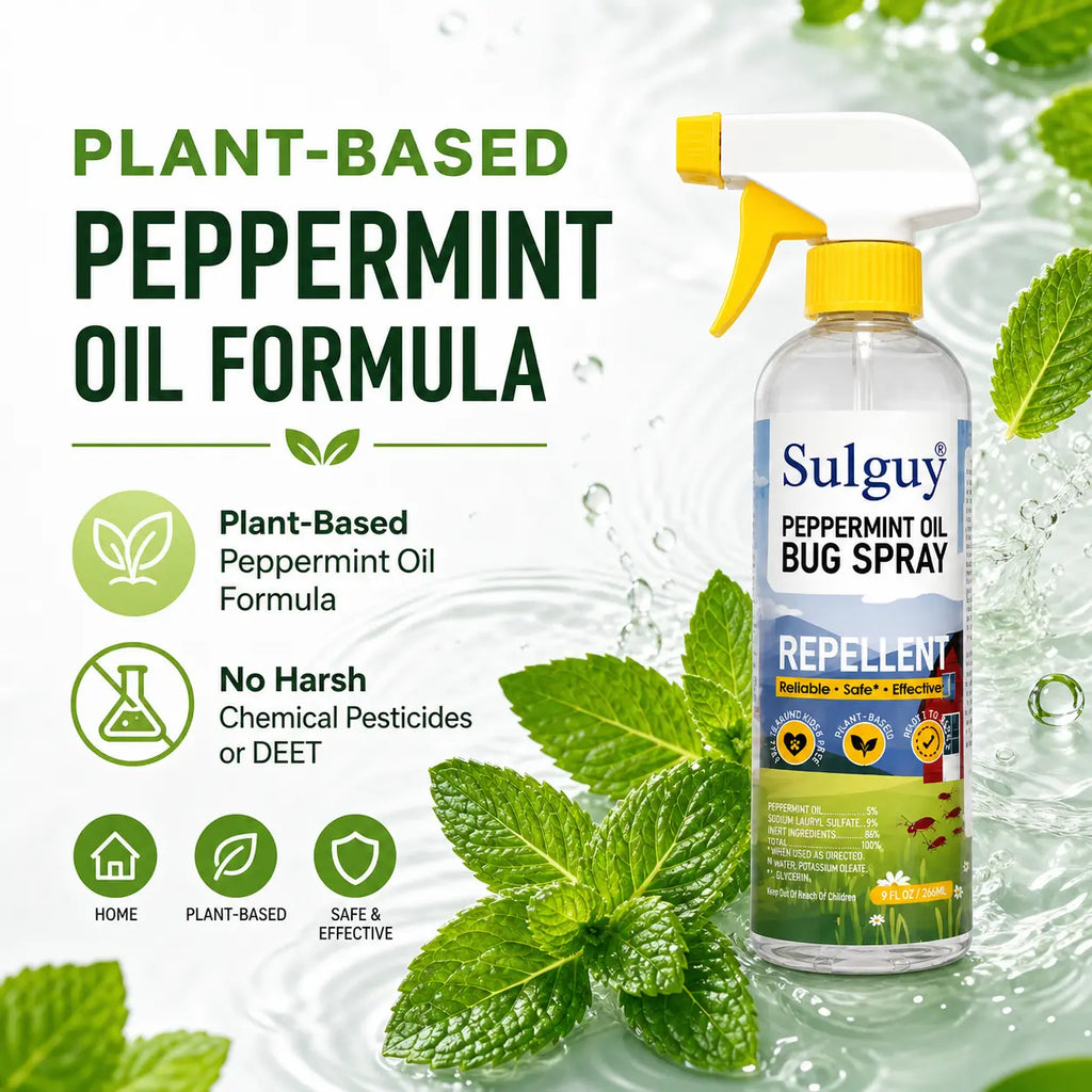 Sulguy Peppermint Spray (9Oz) - Kid-Safe Natural Residential Pest , Weekly Spray for Ants, , Spiders, Pet-Safe Home Care Supply with Oil Scent, 266Ml Bug